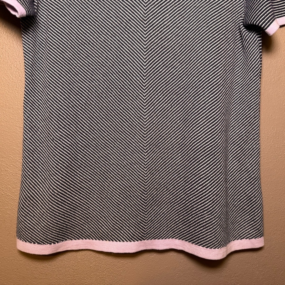 Talbots Womens Size Medium Short Sleeve Knit Striped Shirt 100% Cotton Feminine - Picture 3 of 13